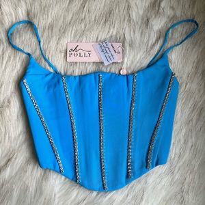 Oh Polly Blue Crystal Corset Top